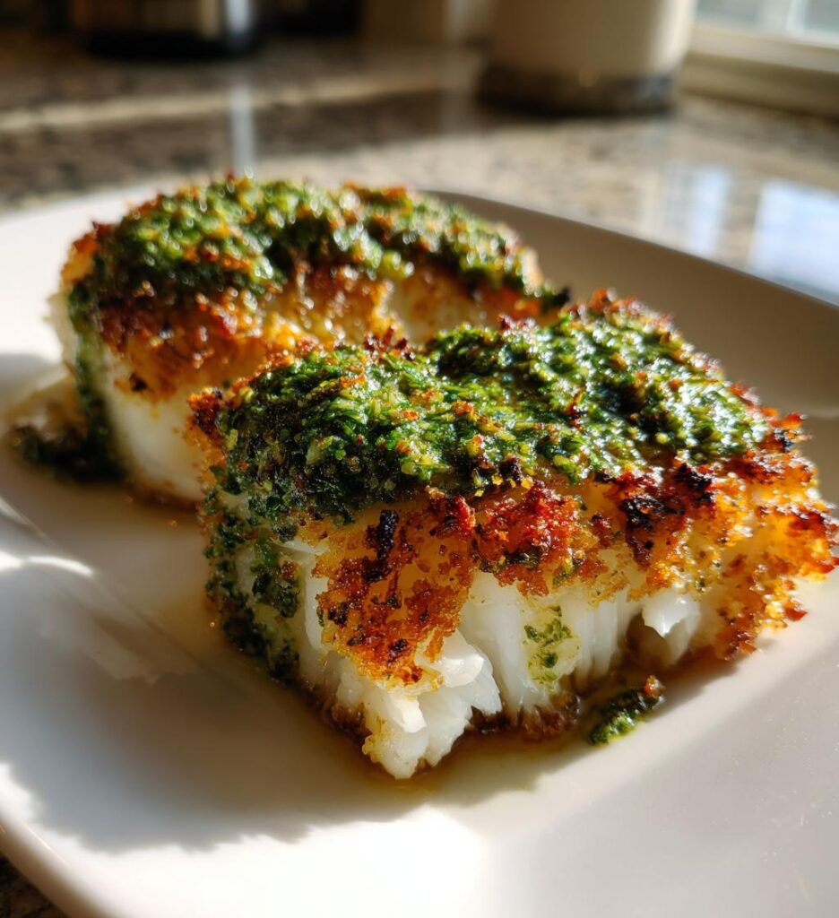 Healthy Pesto Parmesan Baked Cod