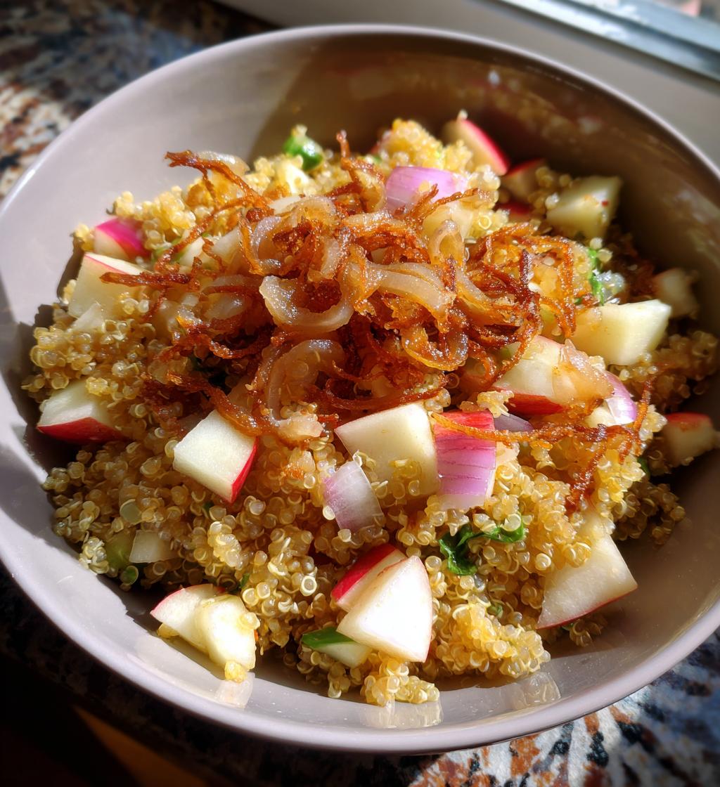 Honey Mustard Quinoa Apple Salad with Crispy Shallots - detail 1