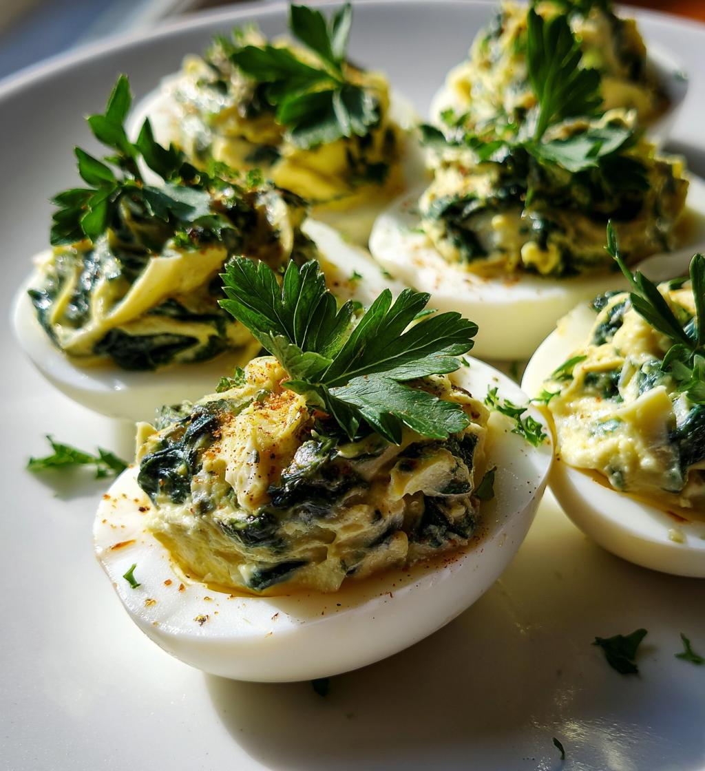 Keto Spinach Artichoke Deviled Eggs