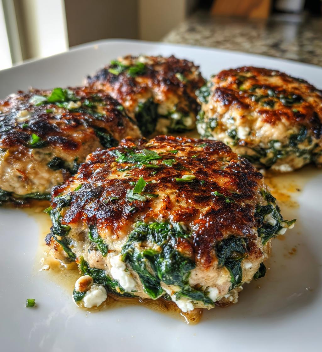 Keto Spinach Feta Turkey Burgers - detail 1