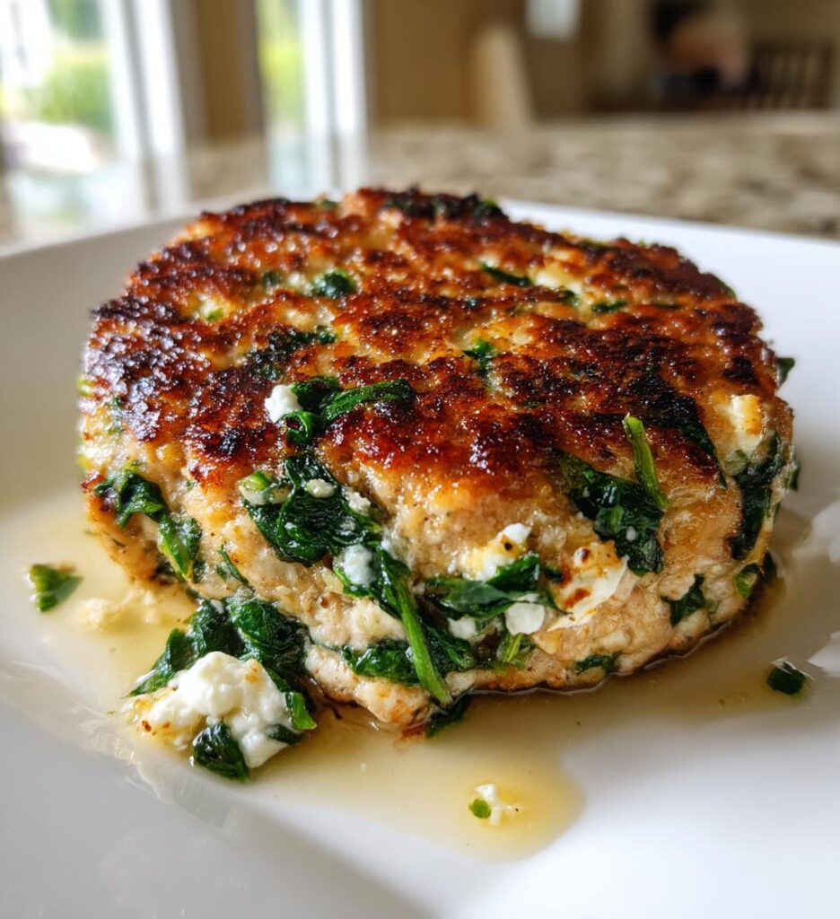 Keto Spinach Feta Turkey Burgers