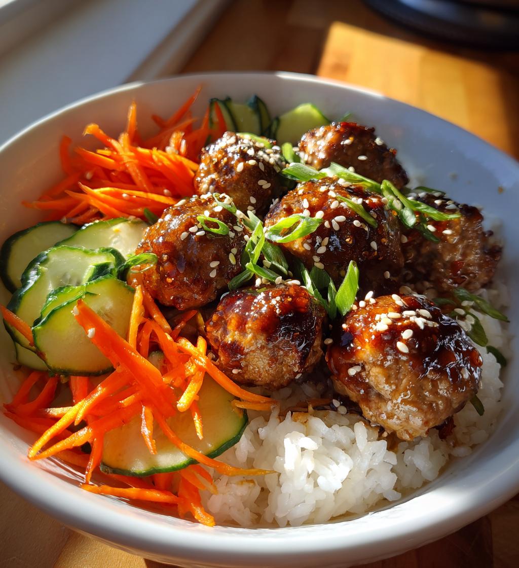 Korean BBQ Meatball Rice Bowls - detail 1