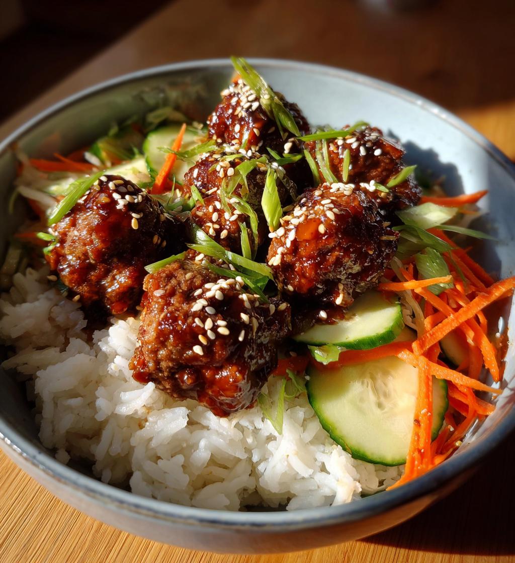 Korean BBQ Meatball Rice Bowls