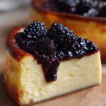 London Fog Basque Cheesecake with Blackberry Sauce