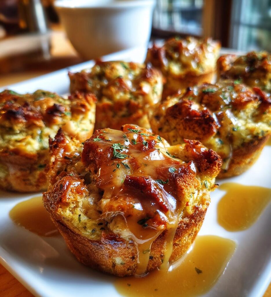 Muffin Tin Turkey & Stuffing Cups With Gravy
