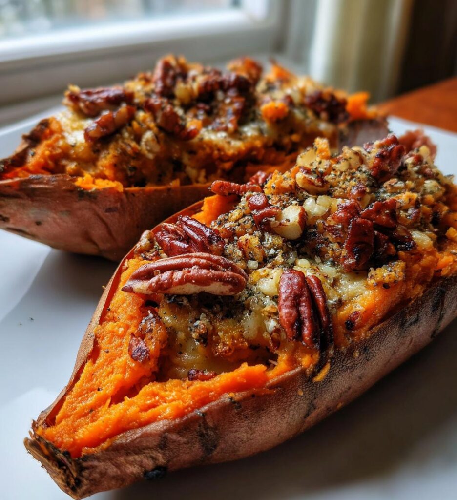 Pecan Pie Twice Baked Sweet Potatoes