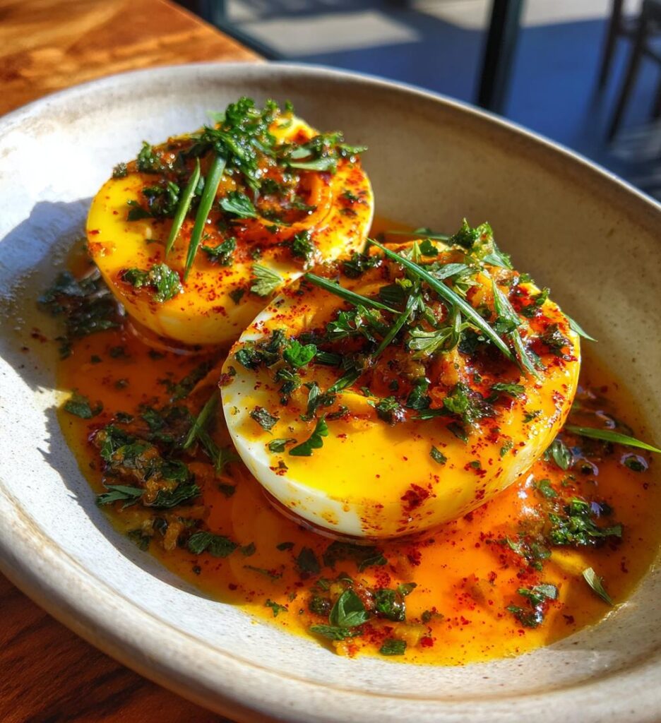 Perfect Jammy Eggs with Spicy Chili Butter