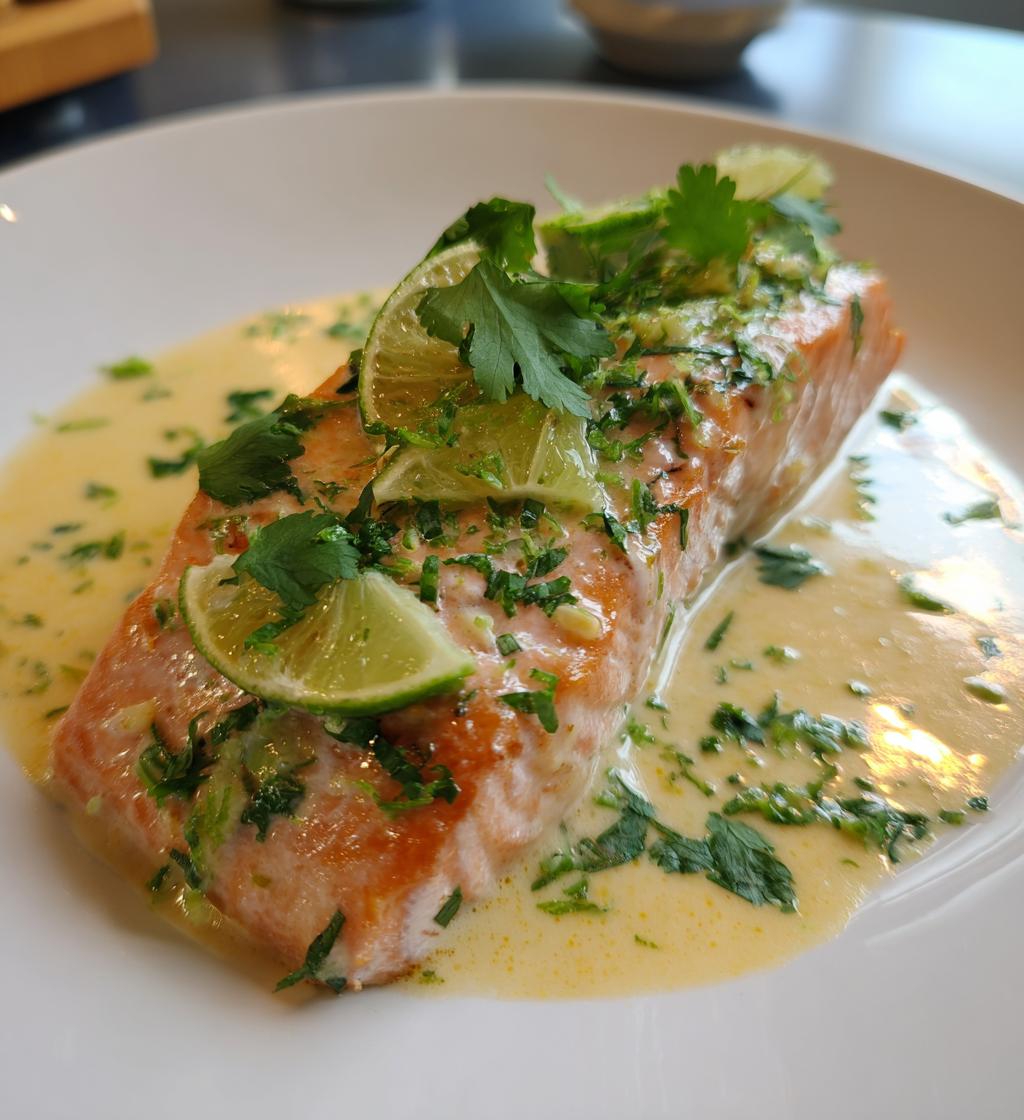 Poached Salmon in Coconut Lime Sauce