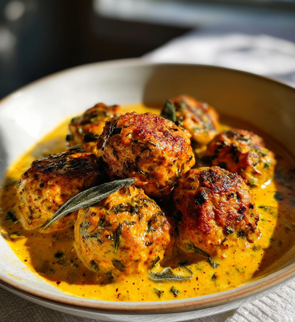 Pumpkin Chicken Meatballs in Sage Cream Sauce