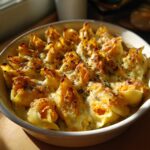 Pumpkin & Gouda Stuffed Shells in Brown Butter Sage Alfredo Sauce