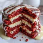 Red Velvet Pancakes with Cream Cheese Glaze