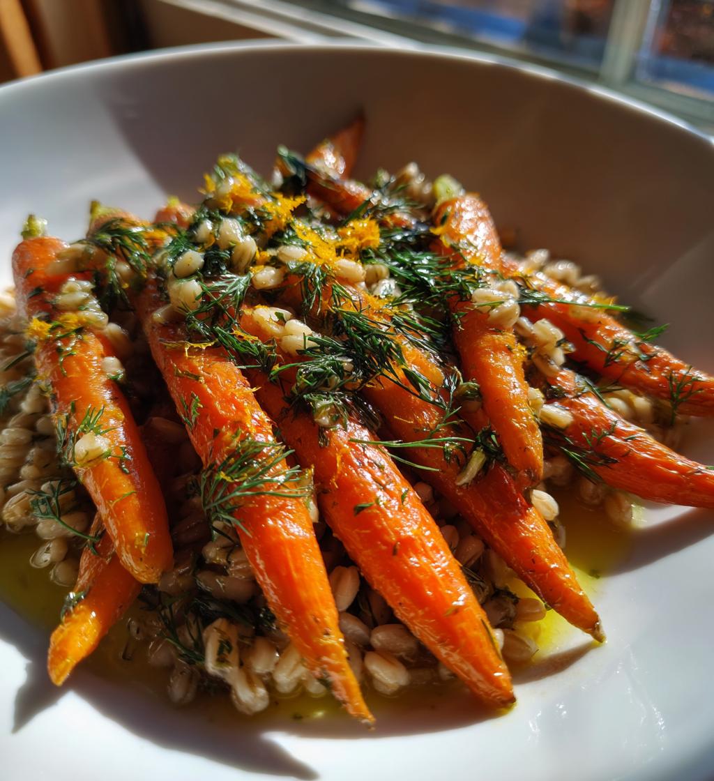Roasted Carrots and Farro with Citrus, Ginger and Dill - detail 1