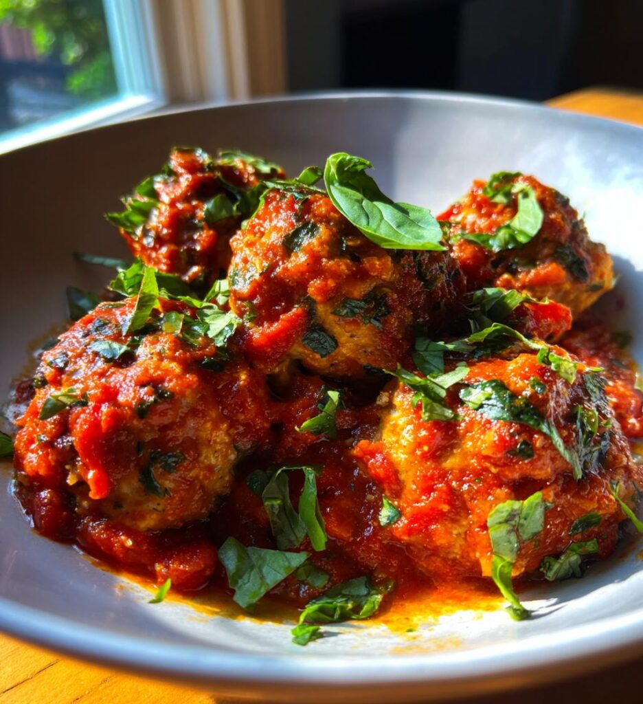 Slow cooker Tuscan Chicken Meatballs