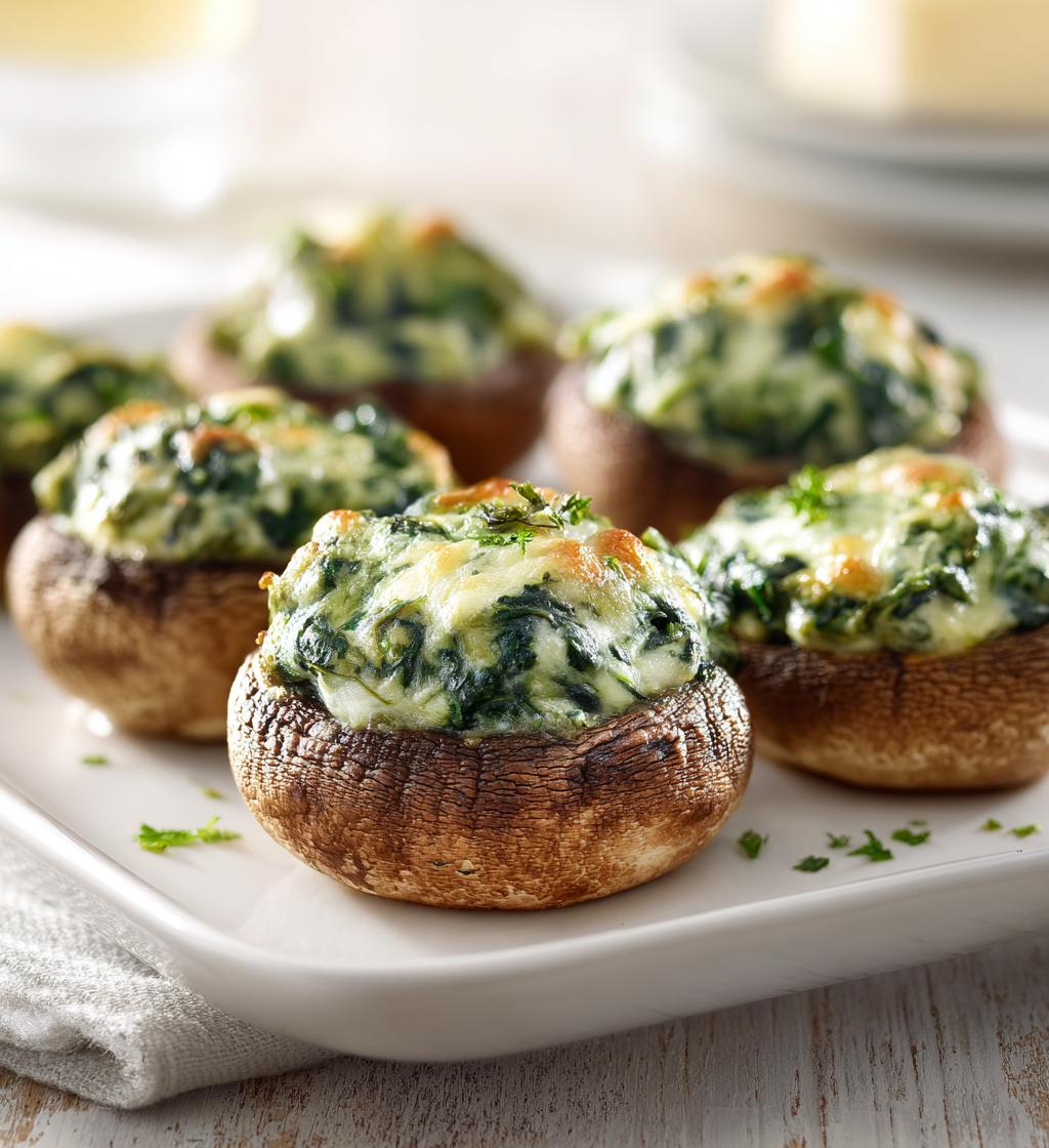 Spinach Dip Stuffed Mushrooms