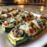 Spinach, Mushroom, and Ricotta Stuffed Zucchini Boats