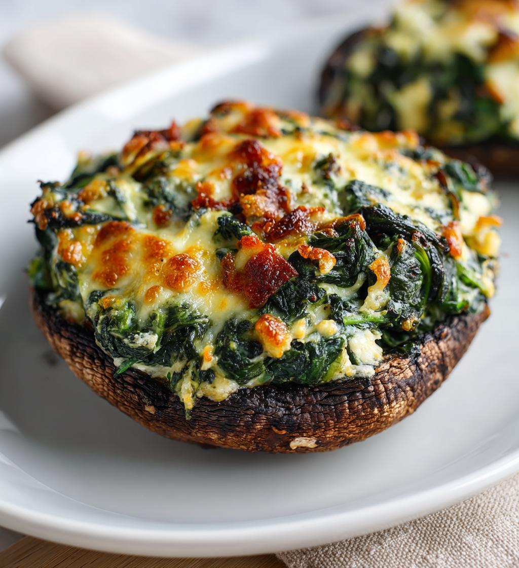 Spinach and Cheese Stuffed Portobello Mushroom - detail 1