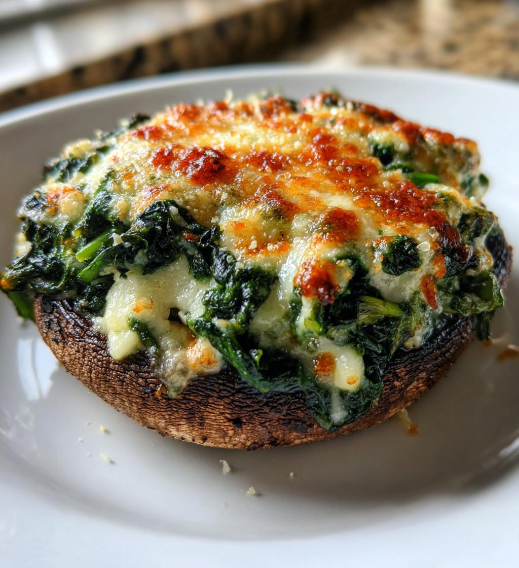 Spinach and Cheese Stuffed Portobello Mushroom