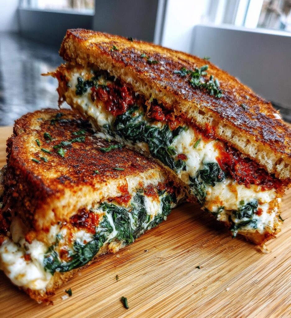 Sun-Dried Tomato, Spinach, and Ricotta Grilled Cheese