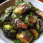 Tahini-Caesar Roasted Brussels Sprouts