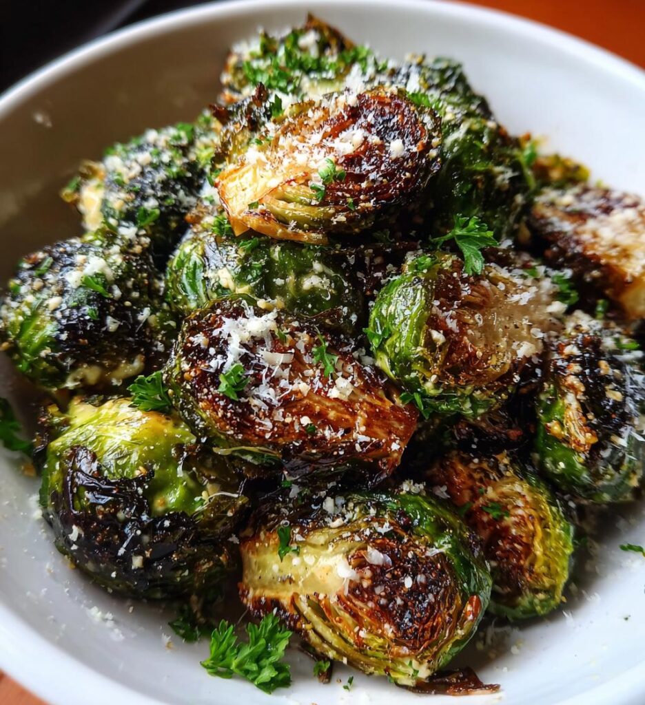 Tahini-Caesar Roasted Brussels Sprouts
