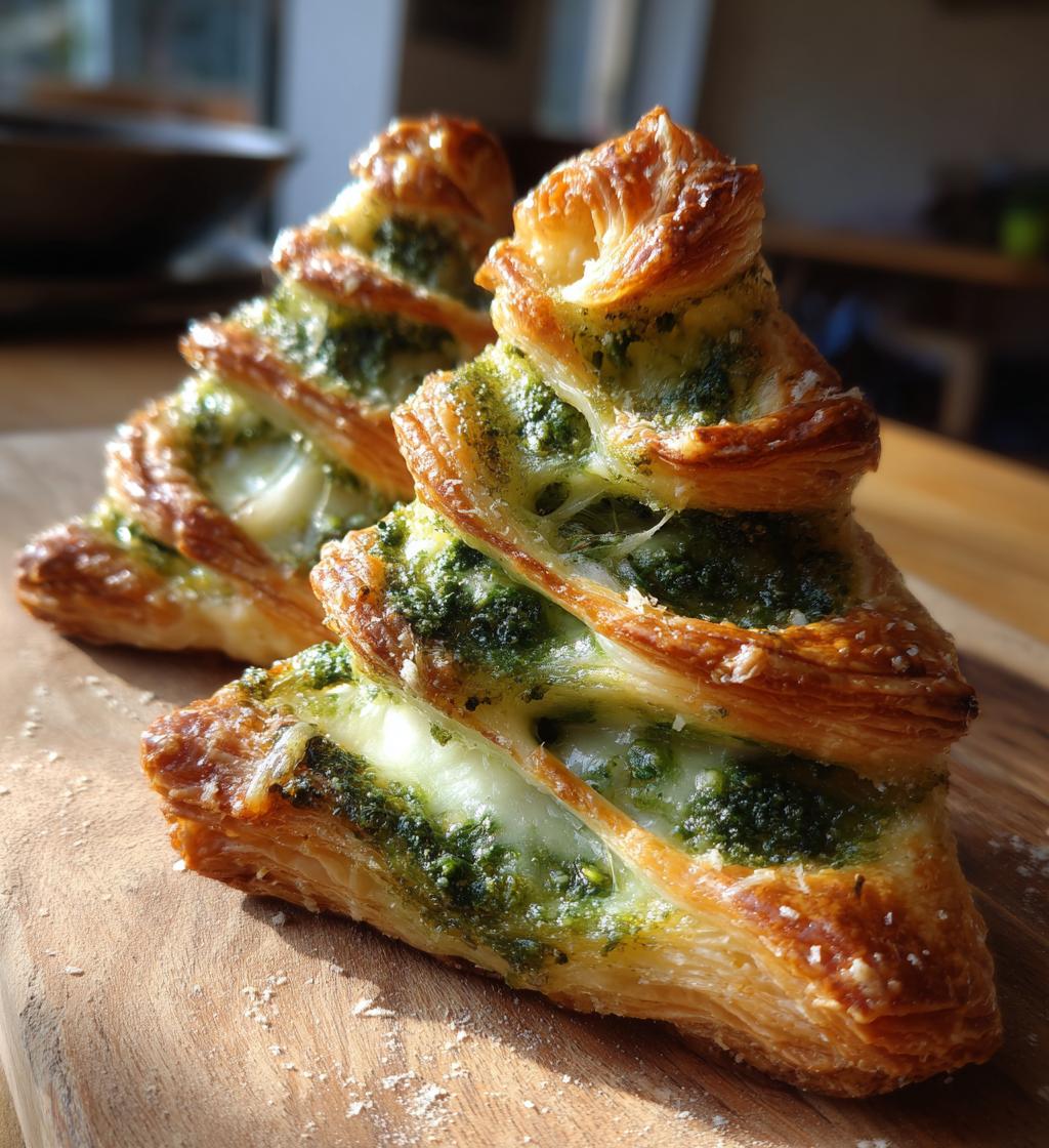 Basil Pesto Cheesy Puff Pastry Christmas Tree