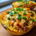 Buffalo Chicken Stuffed Spaghetti Squash