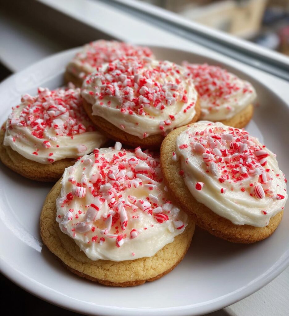 Candy Cane Frosted Cookies