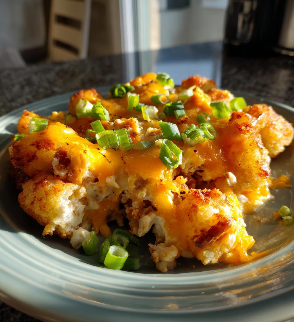 Cheddar Ranch Chicken Tater Tot Bake