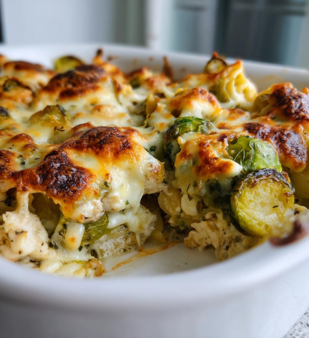 Cheesy Chicken & Brussels Sprouts Pasta Bake - Beautiful Eats & Things - detail 1