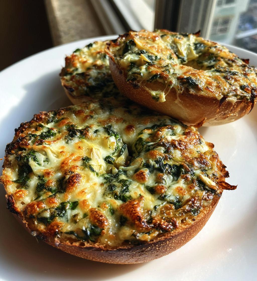 Cheesy Spinach-Artichoke Bagels - detail 1