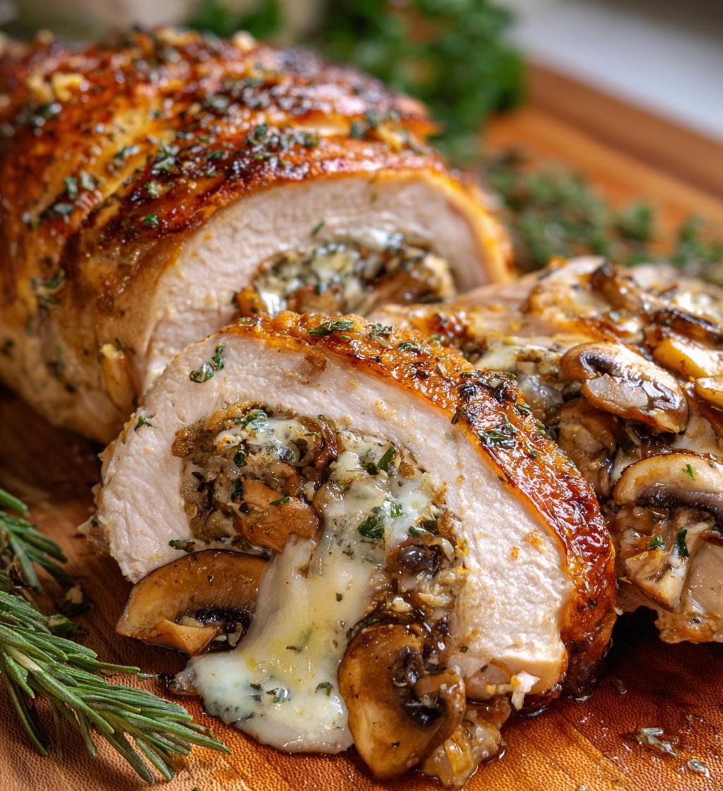 Chicken Stuffed with Garlic Butter Mushrooms and Melted Cheese - detail 1