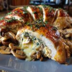 Chicken Stuffed with Garlic Butter Mushrooms and Melted Cheese