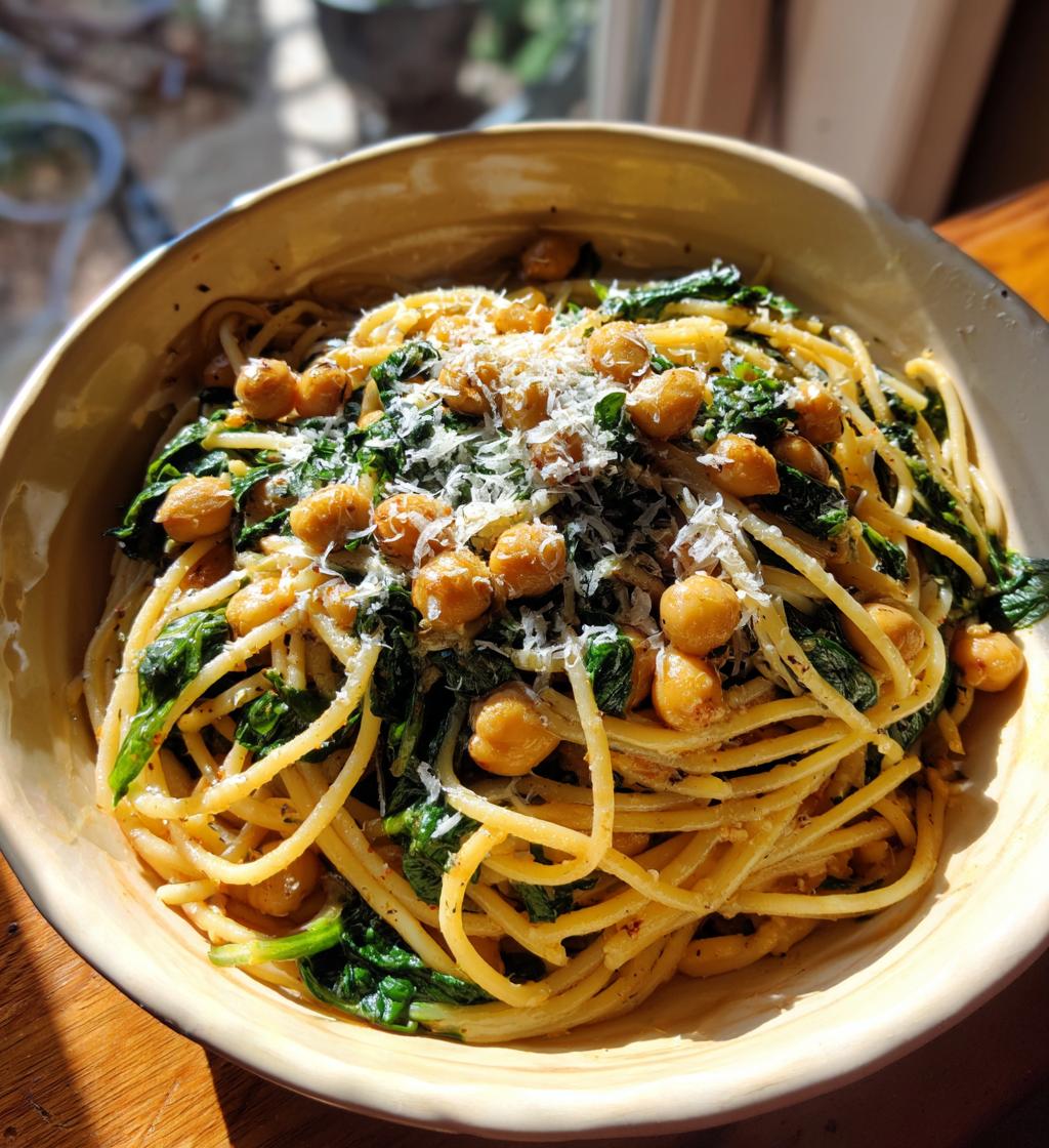 Chickpea and Spinach Pasta