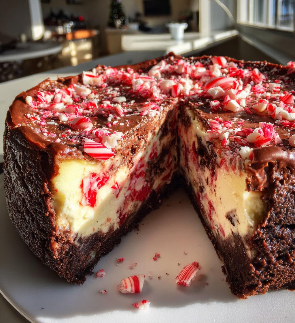 Chocolate Candy Cane Cheesecake Cake - detail 1