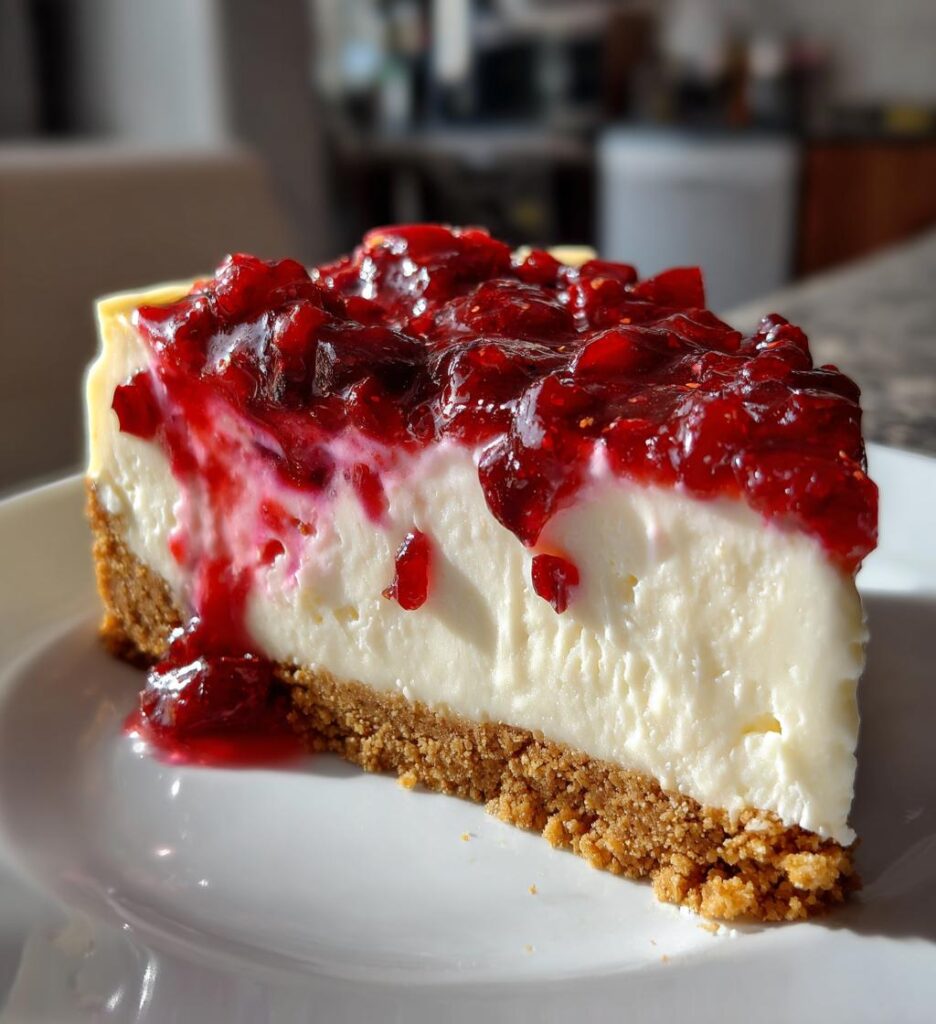Christmas Cranberry Jam White Chocolate Mousse Cheesecake