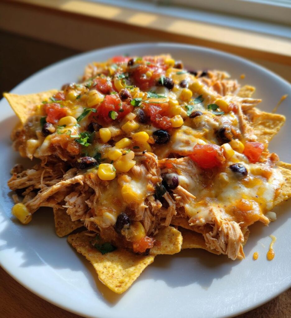 Creamy Crockpot Chicken Nachos