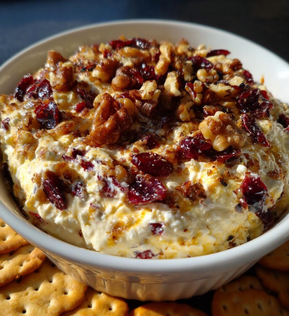 Easy Cranberry Whipped Feta Dip with Cracker