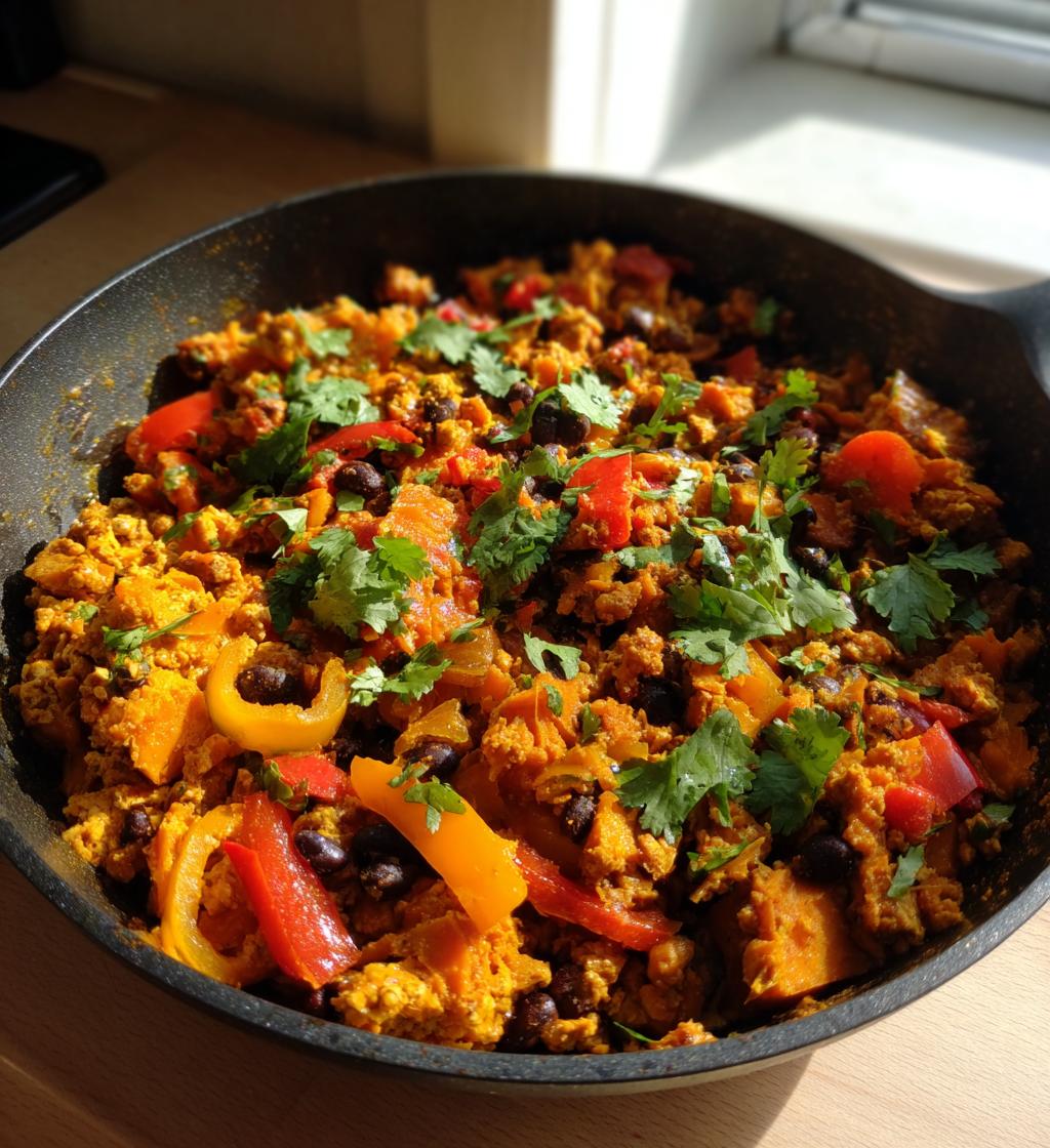 Easy One Pan Sweet Potato Turkey Skillet with Black Beans