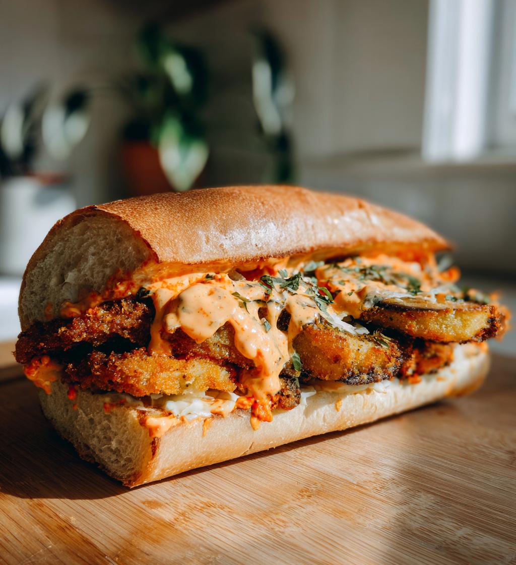 Fried Eggplant Sandwich with Harissa Mayo