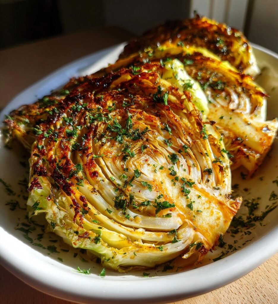 Garlic Butter Roasted Cabbage Steaks