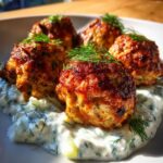 Greek Chicken Meatballs with Tzatziki Sauce