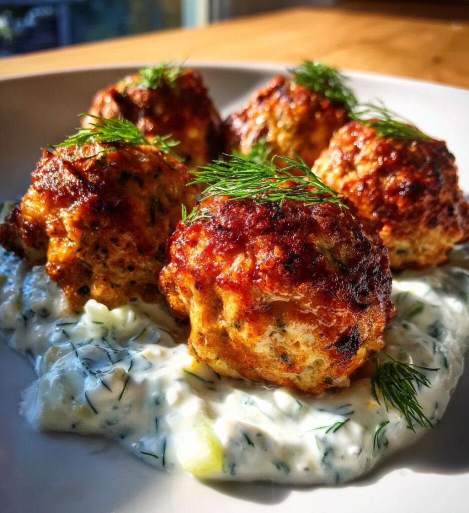 Greek Chicken Meatballs with Tzatziki Sauce