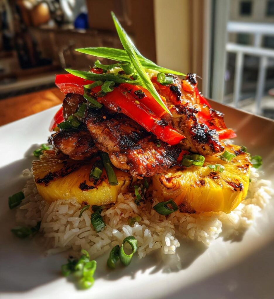 Hawaiian Huli Huli Chicken Stack
