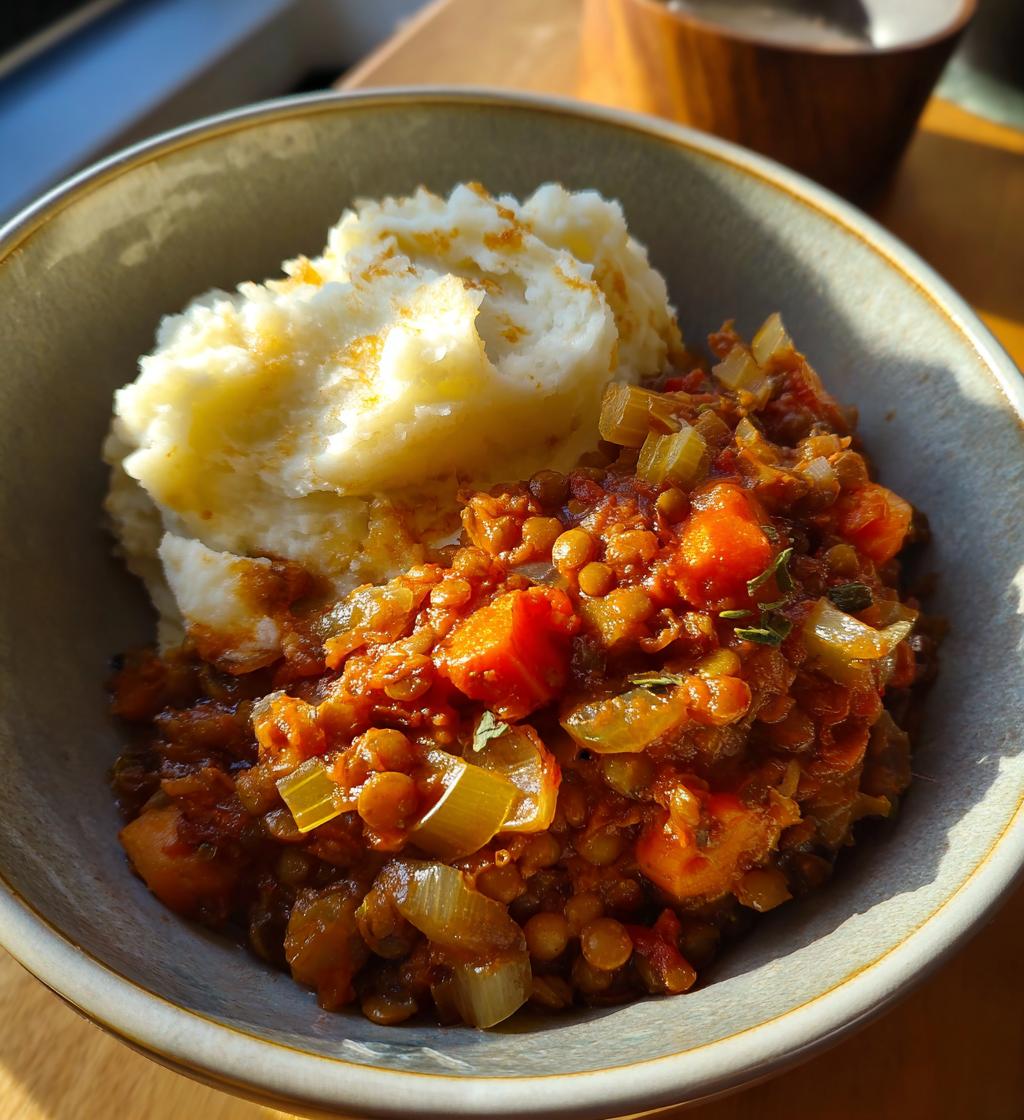Hearty Lentil Stew & Creamy Mashed Potato Bowl - detail 1