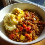 Hearty Lentil Stew & Creamy Mashed Potato Bowl