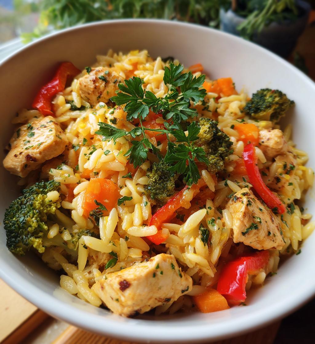 Lemon Chicken & Veggie Orzo Stir Fry