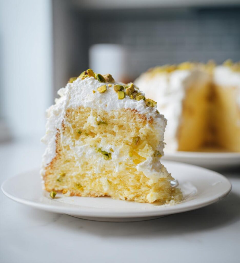 Lemon Pistachio Ricotta Cloud Cake
