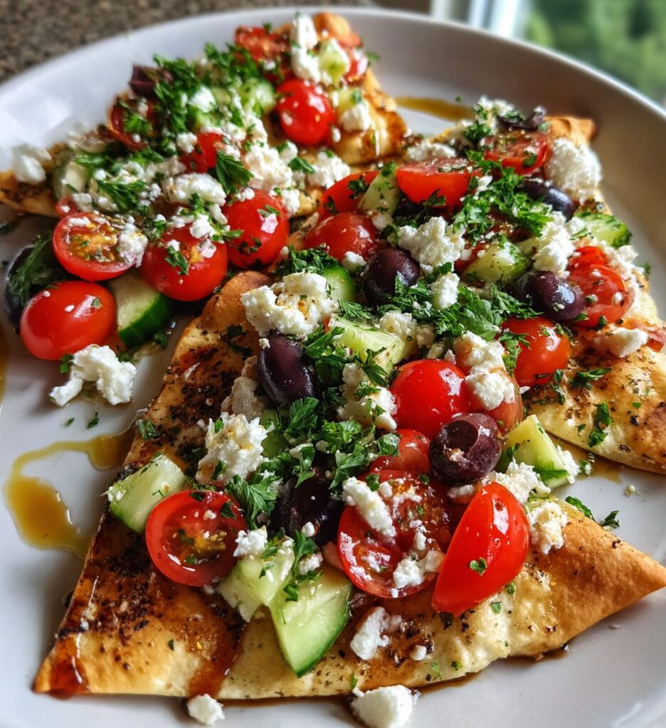 Loaded Vegetarian Greek Pita Nachos