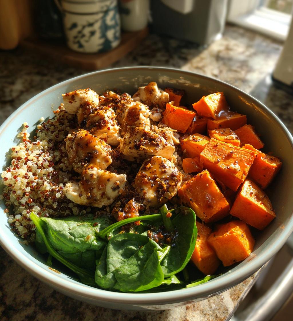 Maple Dijon Chicken Bowl with Roasted Sweet Potatoes