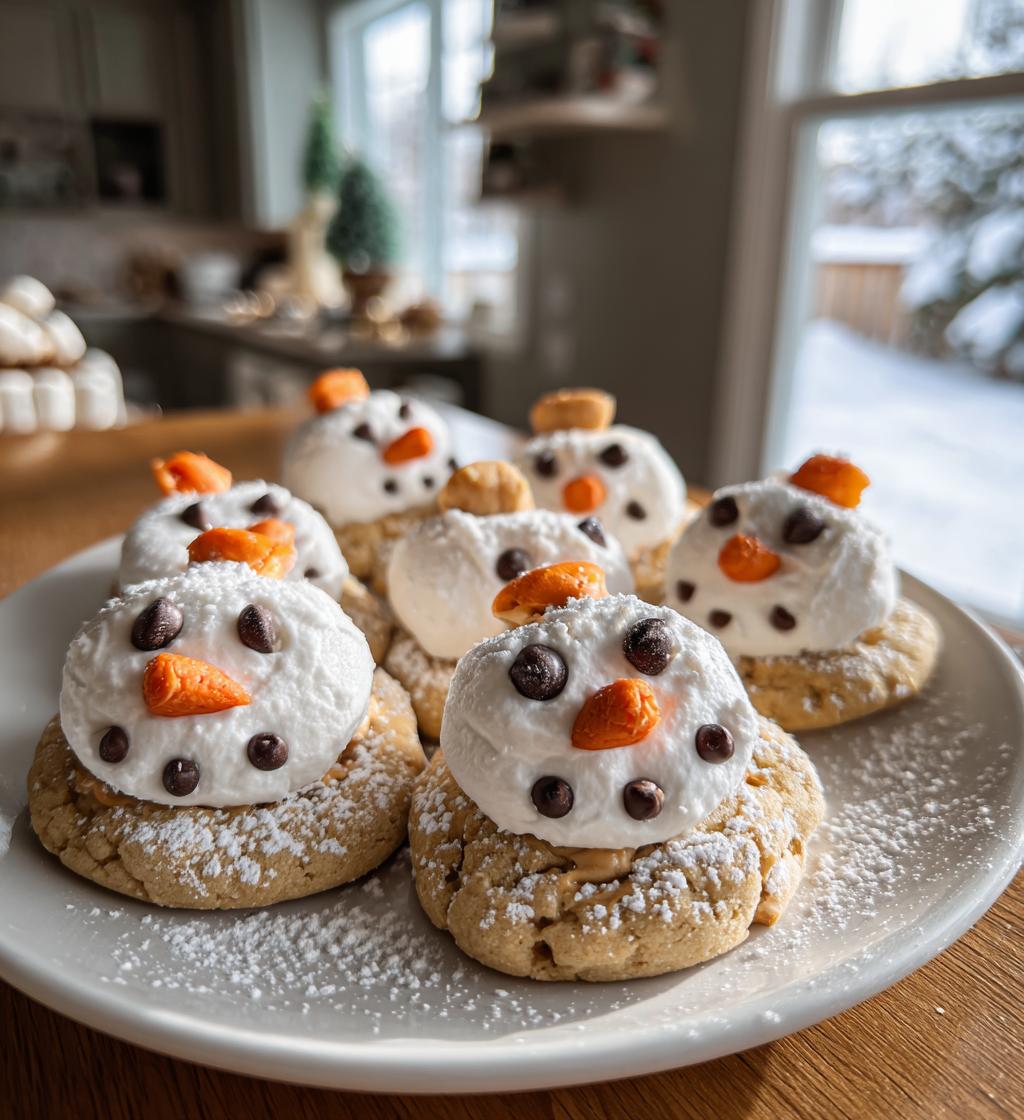 Melted Snowman Peanut Butter Cookies